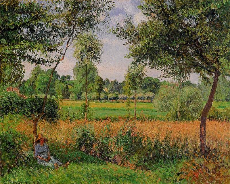 Morning, Sun Effect, Eragny - Camille Pissarro Paintings